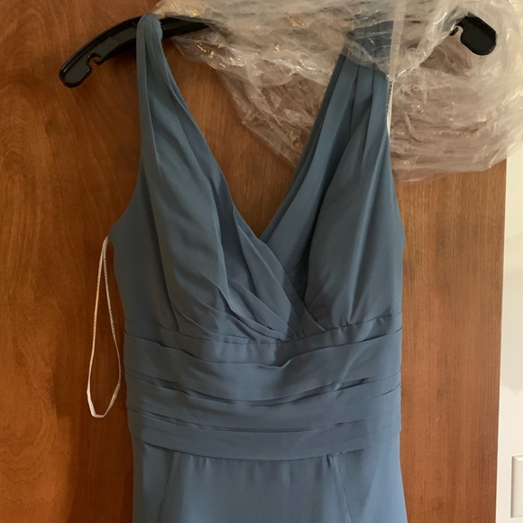 Davids Bridal Bridesmaid Dress Size 6 Steel Blue - Picture 3 of 3